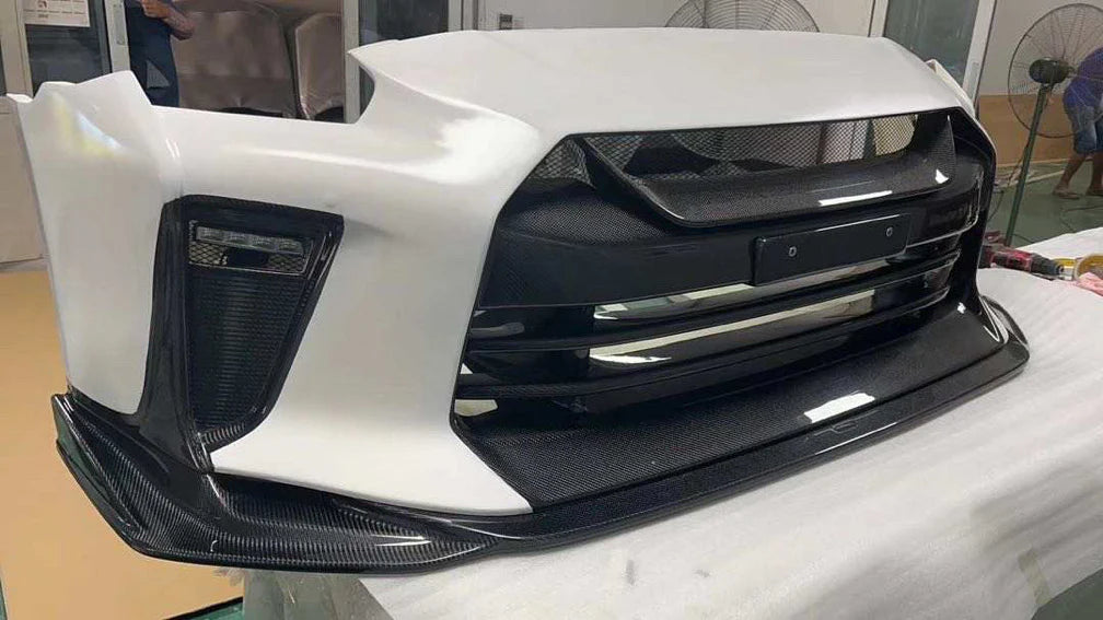 Nissan GTR TS Style Carbon Fibre Front Bumper Replacement